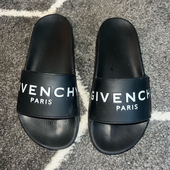 Givenchy Shoes - Givenchy Black and White Logo Slides